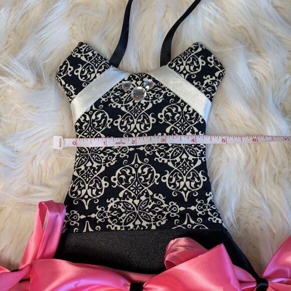 Girls Damask Dress Bow Holder with Tulle Tutu Red and Pink - Picture 7 of 7